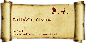 Mallár Alvina névjegykártya
